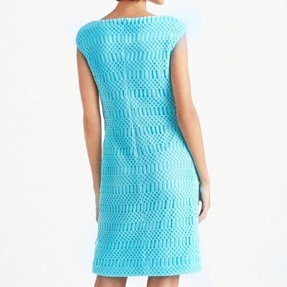 Lauren Ralph Lauren Dress A-Line Lace Sleeveless Career Size 8 LRL Turquoise - Picture 3 of 8